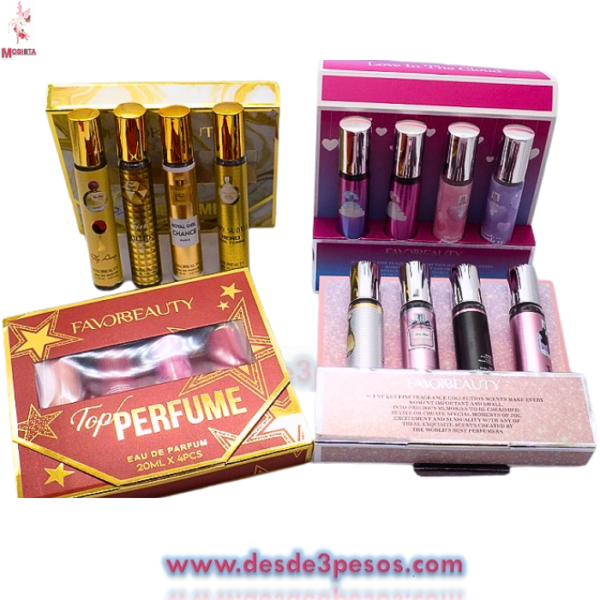 Set de 4 perfumes para DAMA, Tubo con atomizador 20ml. C/U diferentes aromas - Imagen 2