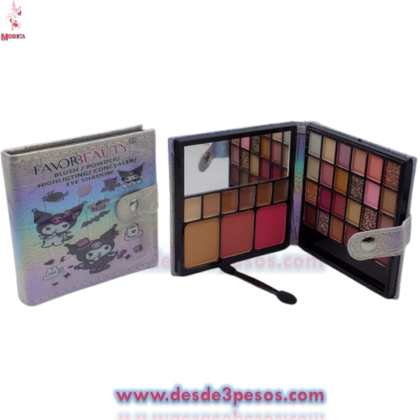 Cartera de Sombras FAVORBEAUTY 24 Tonos, 6 tonos de corrector y 3 de rubor con espejo y aplicador 10 x 10 cm. - Imagen 2