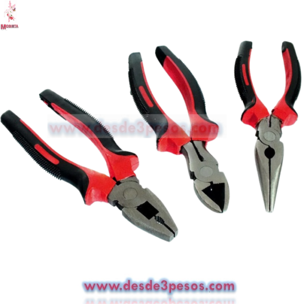 Set de 3 Pinzas Corte Electricista "8 Punta y Corte "6 y Diagonal "9, 17, 16 y 15 cm. De largo - Imagen 2