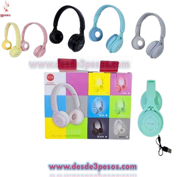 Audifonos de Diadema Inalambrinca Plegable en colores 17 x 18.5cm.