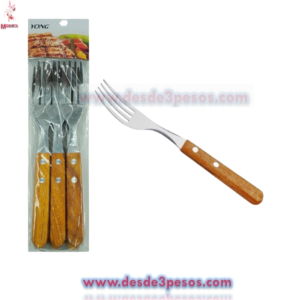 Bolsa con 6 Tenedores con Mango de Madera 19 cm