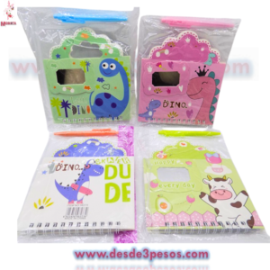 Mini Libreta escolar pasta en forma de bolsillo con espejoy boligrafo 40 hojas a rayas 14 x 13 cm.