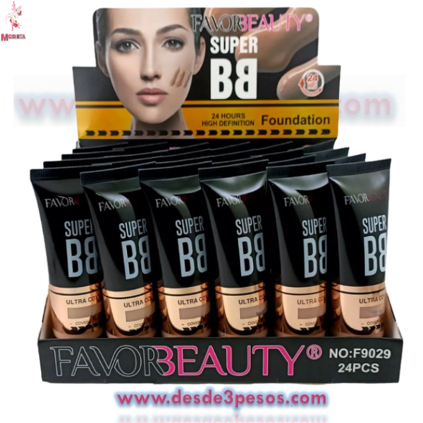 Caja con 24 pzs Base para Maquillaje Liquido BB SPF35 FAVOR BEAUTY 40 ml. Costo Unit. $7.31 - Imagen 2