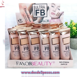 Caja con 24 pzs Base para Maquillaje Liquido FAVOR BEAUTY ULTRA FB 24 Horas 40 ml. Costo Unit. $6.5