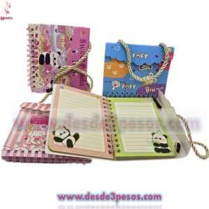 Mini Libreta a rayas tipo bolsillo con liston de agarradera y pegol