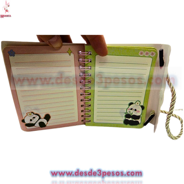 Mini Libreta a rayas tipo bolsillo con liston de agarradera y pegol - Imagen 2