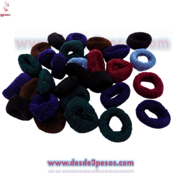 Bolsa con 30 Donas para peinado en tonos matte, Neon, Escolar, Negra y Blanca con negro 5 x 2 cm. - Imagen 6