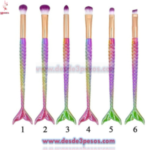 Brochas para Maquillaje con Cola  de Sirena bolsa con 12 pza. presentacion Individual  15, 16 y 18 cm. De largo