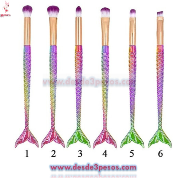 Brochas para Maquillaje con Cola  de Sirena bolsa con 12 pza. presentacion Individual  15, 16 y 18 cm. De largo