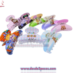 Pinza para Cabello Ovalada con diseño de Personajes Infantiles 9 x 5 cm