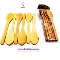 Bolsa con 6 Cucharas Soperas de Bambú 17 x 4 cm