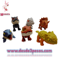 Dinosaurios de plástico en diferentes modelos Movibles 6 x 7cm. En bolsa individual