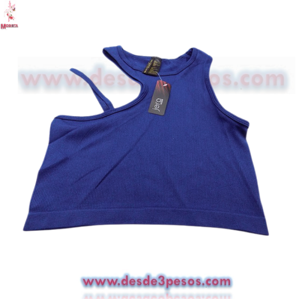 Camiseta De Punto Acanalado Con Hombros Descubiertos unitalla Licra e colores - Imagen 7