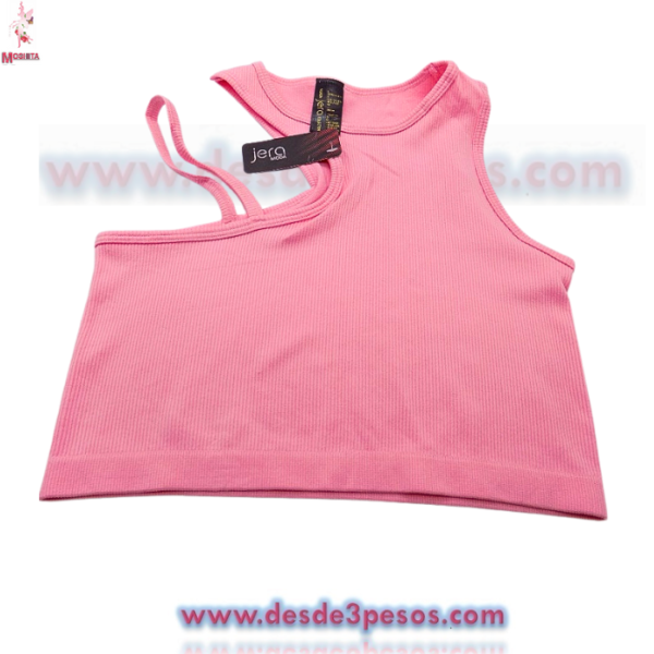 Camiseta De Punto Acanalado Con Hombros Descubiertos unitalla Licra e colores - Imagen 8