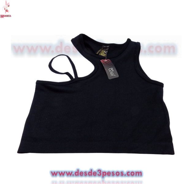 Camiseta De Punto Acanalado Con Hombros Descubiertos unitalla Licra e colores - Imagen 9