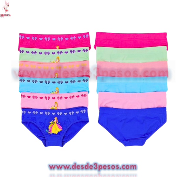 Bikini de Niña en colores Microfibra 4 - 6 años bolsa con 12 pza.  Precio por 1 pza. - Imagen 2