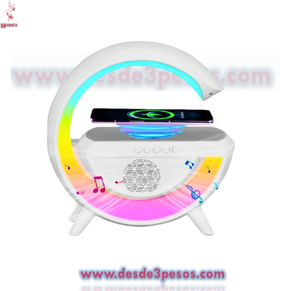 Bocina Google bluetooth con cargador inalámbrico para Celular y lampara Led de mesa 25 x 21.5 cm.