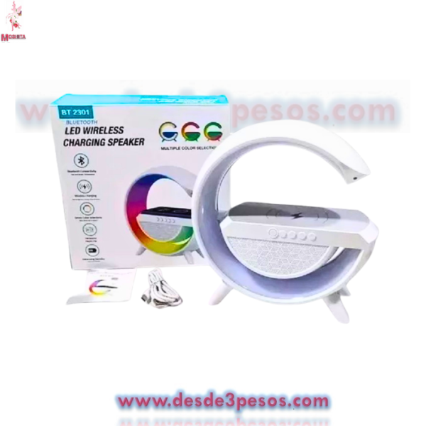 Bocina Google bluetooth con cargador inalámbrico para Celular y lampara Led de mesa 25 x 21.5 cm. - Imagen 2