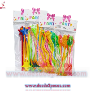 Bolsa con 12 Agitadores de plastico, Para Bebidas  18 cm en varios colores
