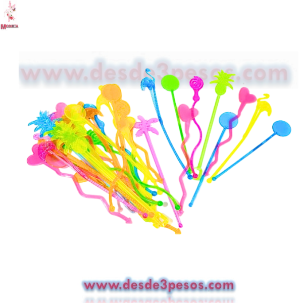 Bolsa con 12 Agitadores de plastico, Para Bebidas  18 cm en varios colores - Imagen 2