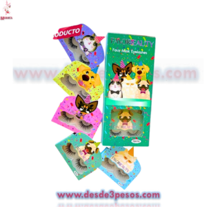 Caja con 10 Pares de Pestañas FAVOR BEAUTY 3 D presentación Animalitos varea el modelo
