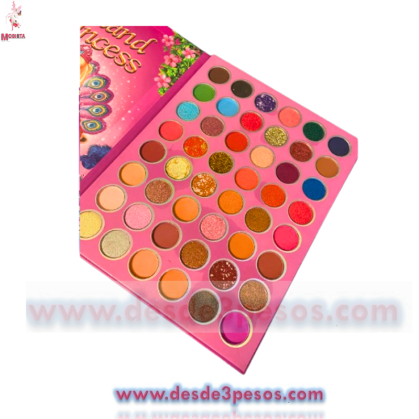 Paleta de Sombras PRINCESS FAVOR BEAUTY 48 Tonos Matte, Glitter y Cromados 18 x 23 cm. - Imagen 2