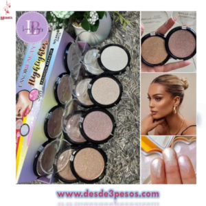 Caja con 24 pzas,  Estuche de  Polvo ILUMINADOR FAVOR BEAUTY 4 Tonos 7 cm