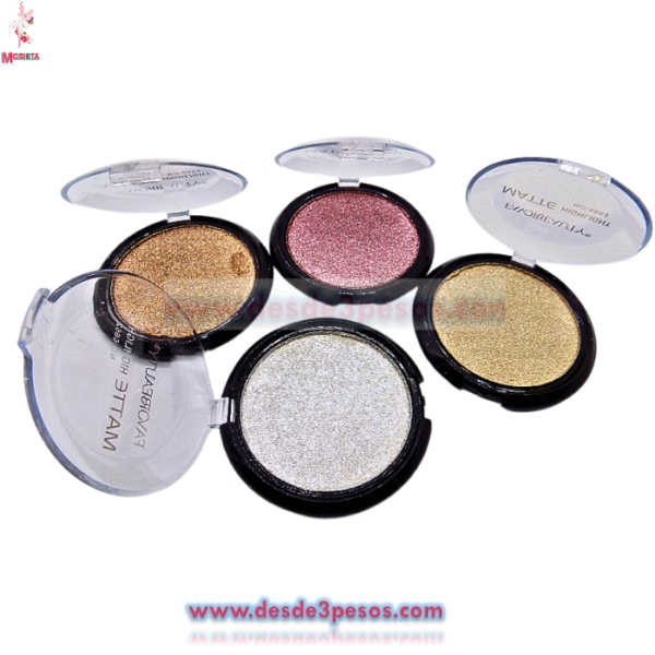 Caja con 24 pzas,  Estuche de  Polvo ILUMINADOR FAVOR BEAUTY 4 Tonos 7 cm - Imagen 4