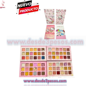 Paleta de Sombras FAVOR BEAUTY HELLO KITTY  18 Tonos Matte y glitter 4 presentaciones 21 x 16.5 cm.