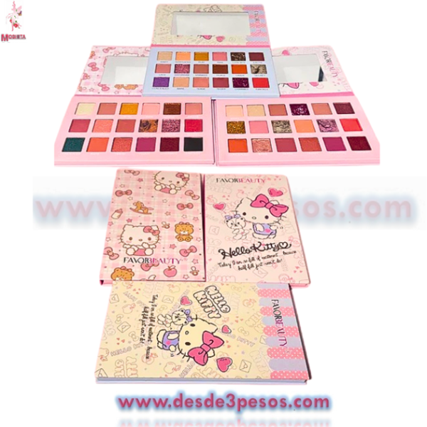 Paleta de Sombras FAVOR BEAUTY HELLO KITTY  18 Tonos Matte y glitter 4 presentaciones 21 x 16.5 cm. - Imagen 2