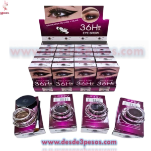 Pomada Crema para Ceja 36 Horas 4 Tonos 3 x 2.5 cm. Caja con 24 pza. precio por 1 pza.