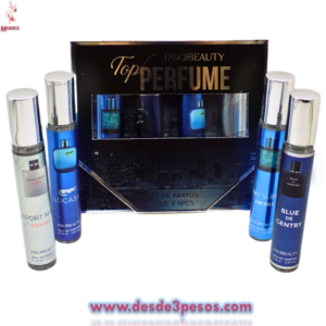 Set de 4 perfumes para Caballero FAVOR BEAUTY Tubo con atomizador 20ml. C/U