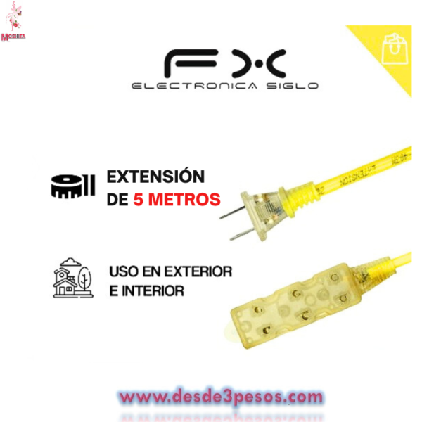 Extension en color amarillo 5M FX con 3 contactos