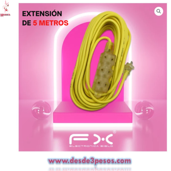 Extension en color amarillo 5M FX con 3 contactos - Imagen 2