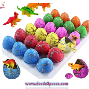 Caja con 24 Huevos con Crescencio de Dinosaurio 5.5 x 4 cm. Costo Unit. $6.5