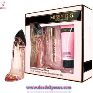 Set Perfume Frutal MISSY G.G DAMA 80 Ml + Gel Y Bodi Loción