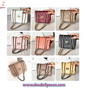 Bolso pequeño de hombro con cadena vini piel en colores 16.5 x 13 cm.