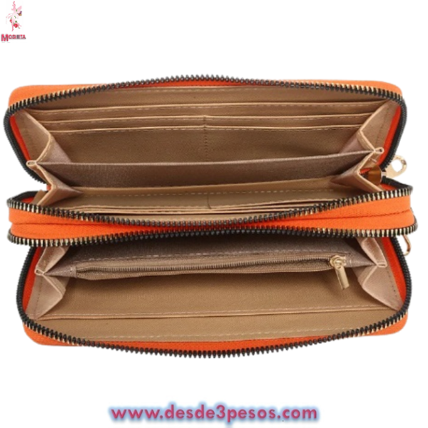 Cartera de dama V con 2 Diviciones Vini Piel en colores 9 x 15.5cm. - Imagen 2