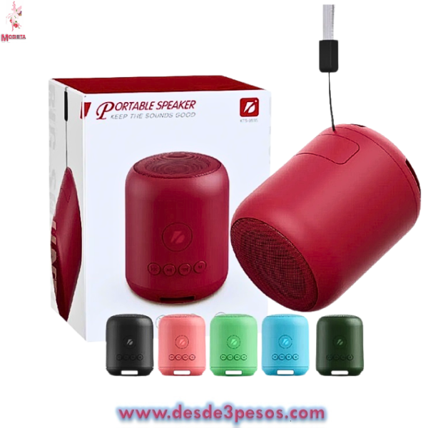Bocina Radio FM/Reproductor PORTABLE SPEAKER   Mod: KST-1635 9 X 7  cm.  Incluye cargador