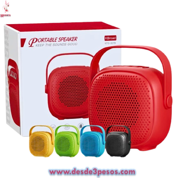 Bocina Radio FM/Reproductor PORTABLE SPEAKER   KST-1678 9 X 8 cm.  Incluye cargador - Imagen 2