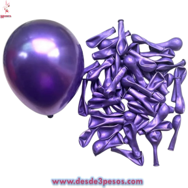 Bolsa con 50 paz, de globos en color Morado Nacarado   #8 - Imagen 2