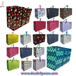 Bolsa de plástico multifuncional con Cierre en varios diseños 45 x 59 cm.  MEDIANA