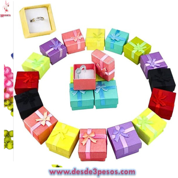 Paquete con 24 Cajas de Regalo Para Anillo en colores 5 x 4.5cm. - Imagen 3