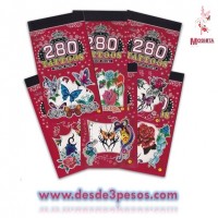 Paq. C/20 Blocks de Tatuajes Temporales con 5 hojas en varios modelos 8 x 16 cm
