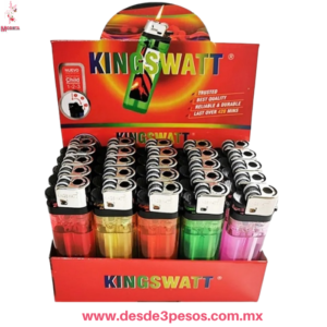 Caja con 25 Encendedores de bolsillo  KINGSWATT 8 x 2.5 cm.