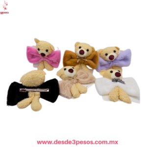 Pico de garza con Moño decorado con osito de peluche en colores 15 X 11.5 cm.