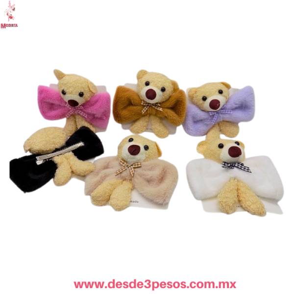 Pico de garza con Moño decorado con osito de peluche en colores 15 X 11.5 cm. - Imagen 2