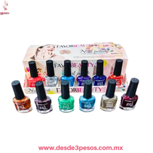 Set de 24 Esmaltes FAVOR BEAUTY diferentes tonos Nacarados 10 ml.