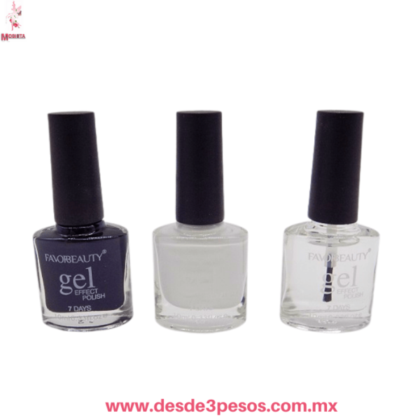 Set de 24 Esmaltes FAVOR BEAUTY 3 Tonos Blaco, Negro y Transparente 10 ml. - Imagen 3
