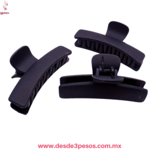 Pinza Rectangular Matte  en color Negro  11 x 4 cm.